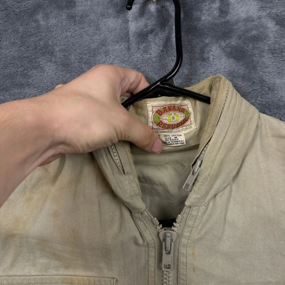 Banana Republic Safari Vest Mens M Tan Vintage Cotton Multi Pocket Utility 9792